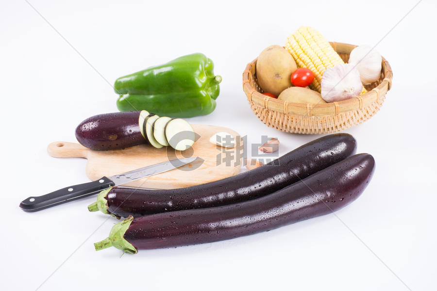 新鲜蔬菜茄子青椒图片素材免费下载