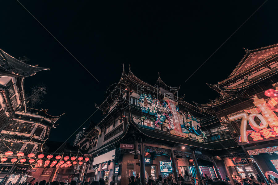 上海城隍庙夜景图片素材免费下载