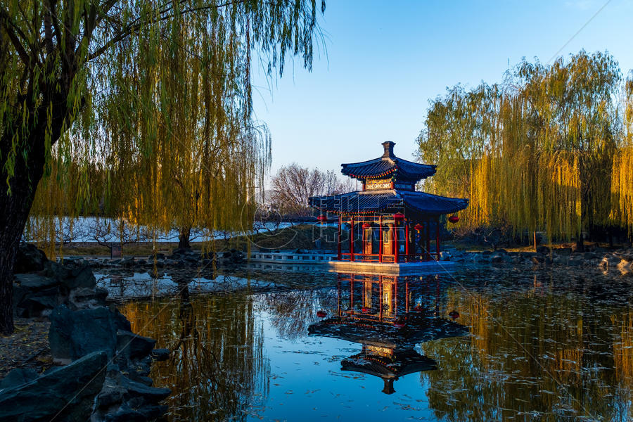 北京大观园秋晨图片素材免费下载
