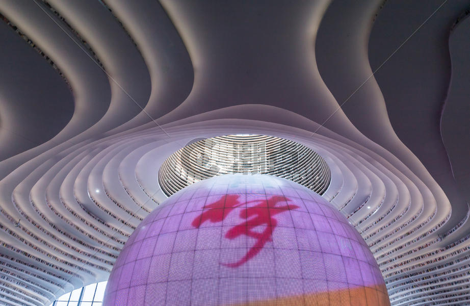 天津滨海图书馆入口层次设计 图片素材免费下载