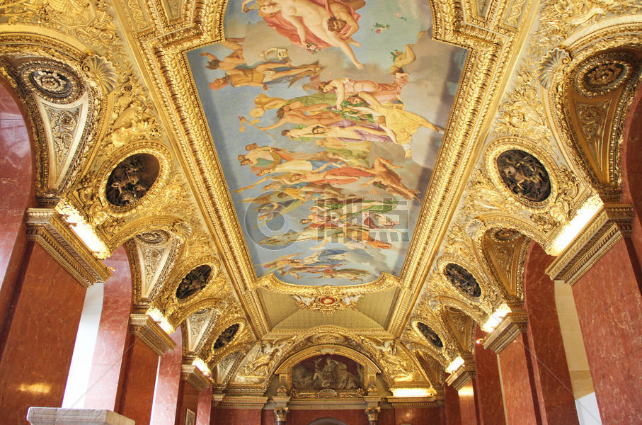 巴黎卢浮宫拱顶图片素材免费下载