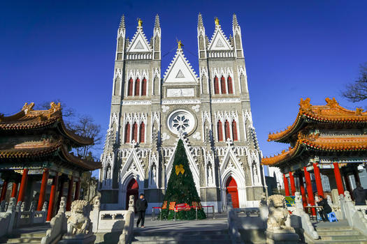北京西什库教堂建筑外景图片素材免费下载