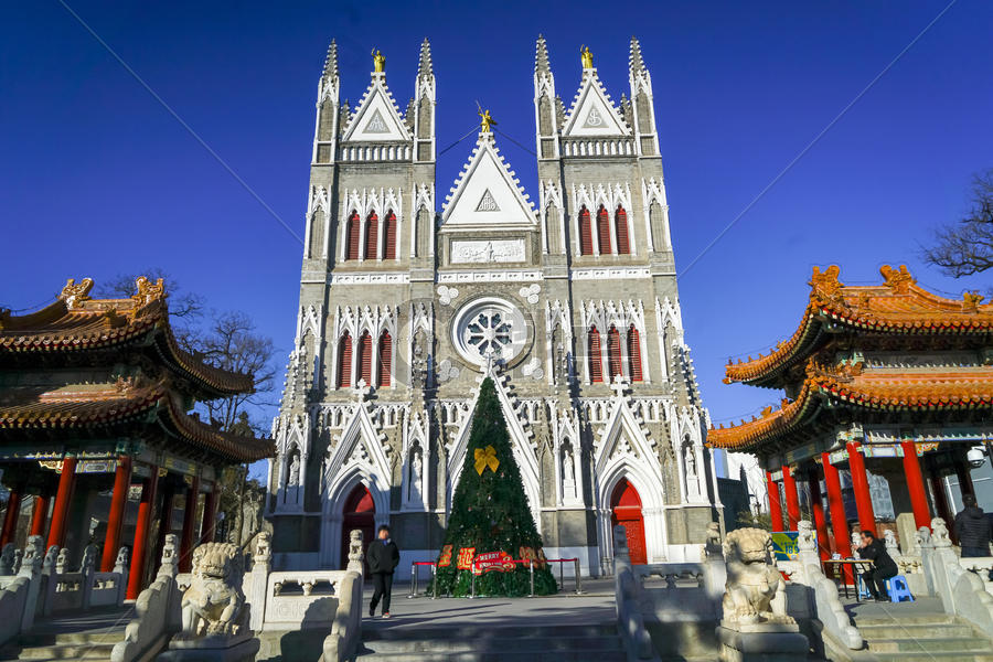 北京西什库教堂建筑外景图片素材免费下载