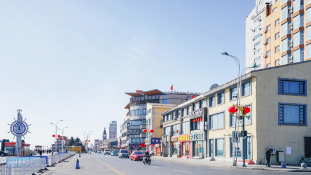 丹东鸭绿江畔街景图片素材免费下载