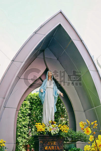 胡志明粉教堂圣母玛利亚雕塑图片素材免费下载