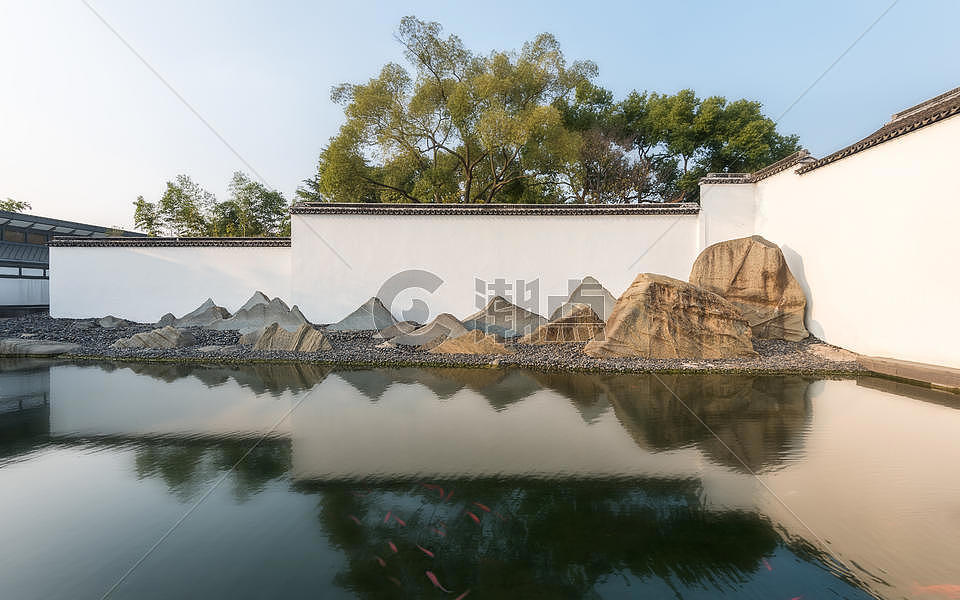 苏州博物馆山水墙图片素材免费下载