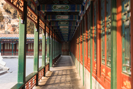 颐和园古式建筑走廊图片素材免费下载