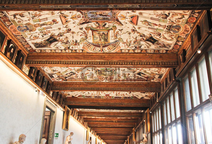 意大利佛罗伦萨乌菲兹美术馆走廊图片素材免费下载