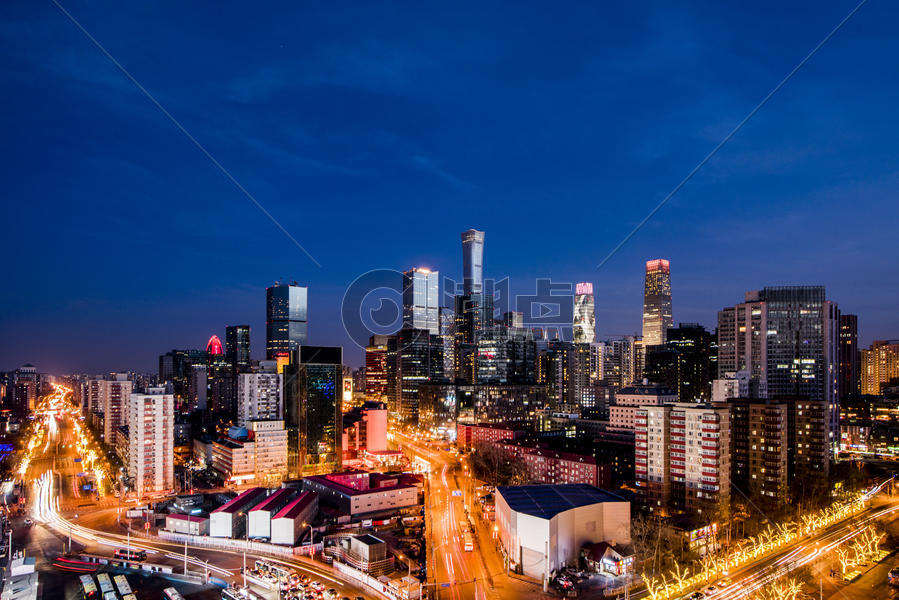 北京夜景城市建筑群图片素材免费下载