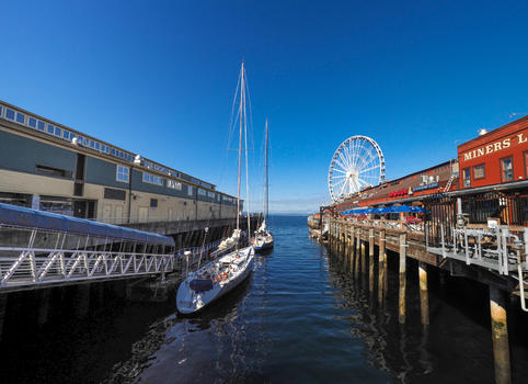 美国西雅图摩天轮码头区图片素材免费下载