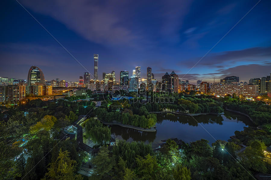 北京团结湖公园夜景CBD图片素材免费下载
