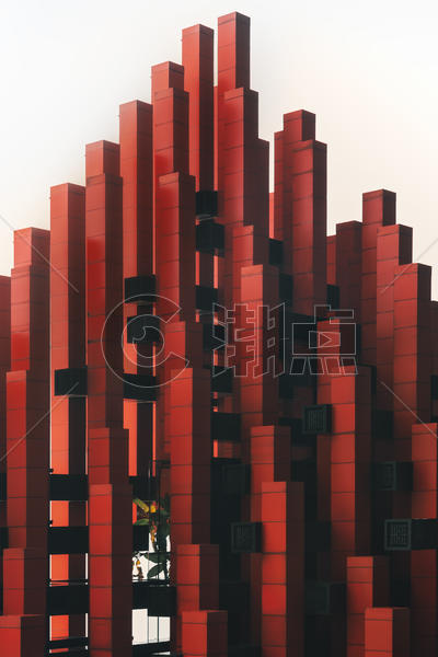 红色森林排列建筑 图片素材免费下载