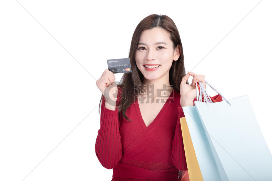 时尚女性购物刷卡消费图片素材免费下载