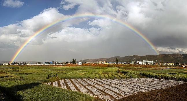 雨后彩虹全景图片素材免费下载