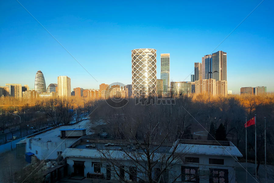 冬季清晨北京远看现代建筑图片素材免费下载