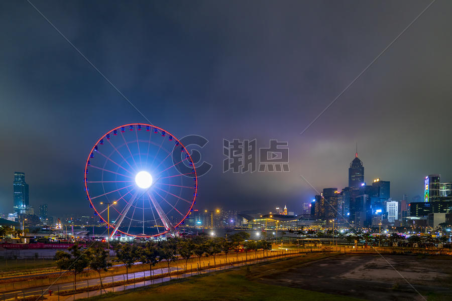 夜景香港摩天轮图片素材免费下载