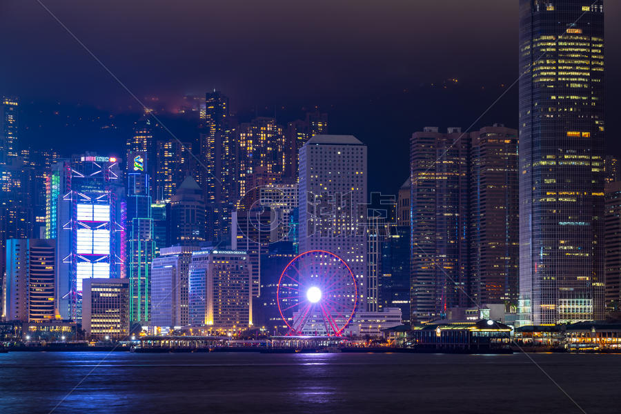 夜景香港维多利亚港湾图片素材免费下载