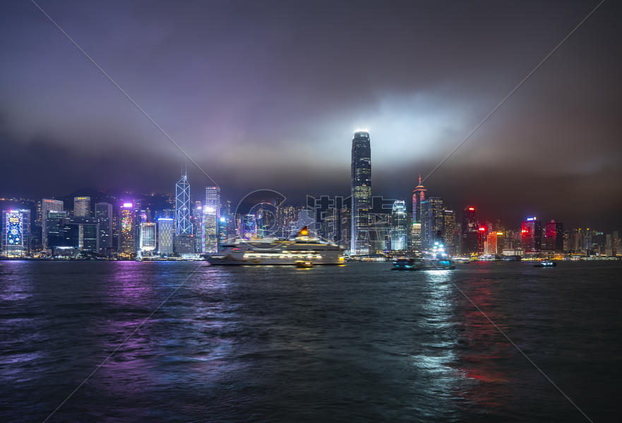 夜景香港维多利亚港湾图片素材免费下载