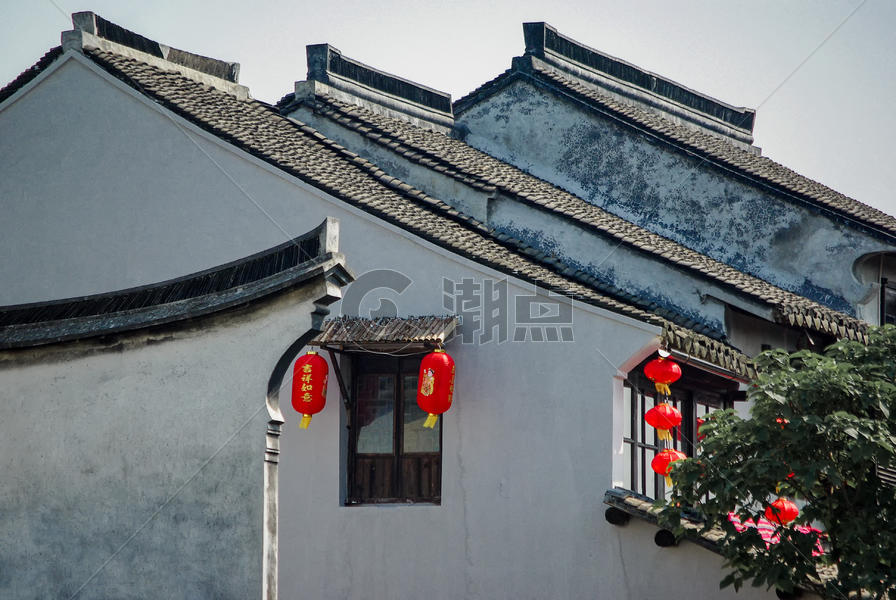 浙江西塘古镇挂着灯笼的老房子图片素材免费下载