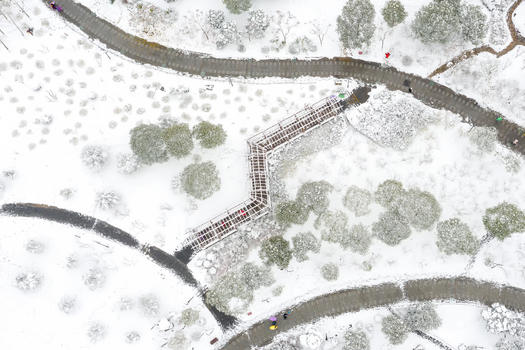 俯瞰下雪天户外公园图片素材免费下载