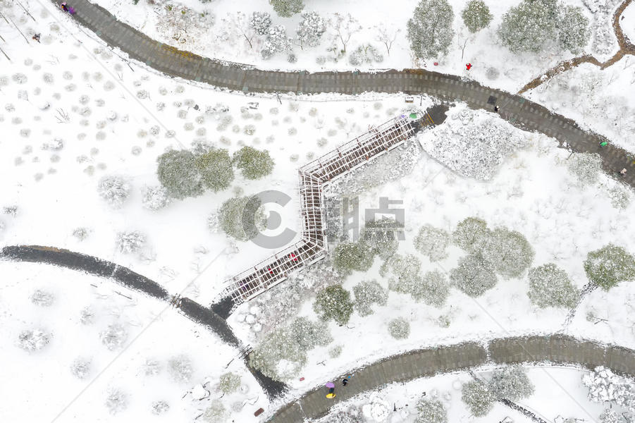 俯瞰下雪天户外公园图片素材免费下载