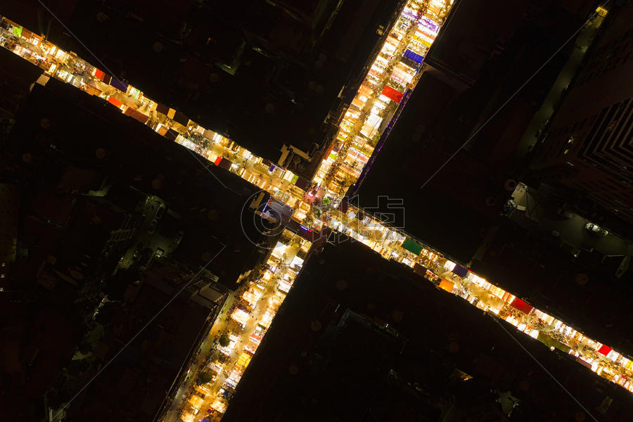俯瞰武汉汉正街小商品夜市图片素材免费下载