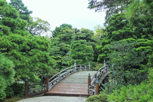 京都御所御池庭小木桥图片素材免费下载