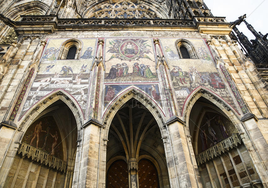 布拉格城堡圣维塔大教堂哥特式拱门图片素材免费下载