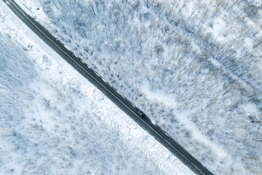航拍冰雪公路图片素材免费下载