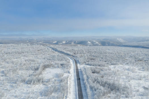 航拍阿尔山冰雪公路图片素材免费下载