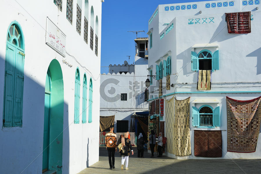 摩洛哥艾西拉小镇街头图片素材免费下载
