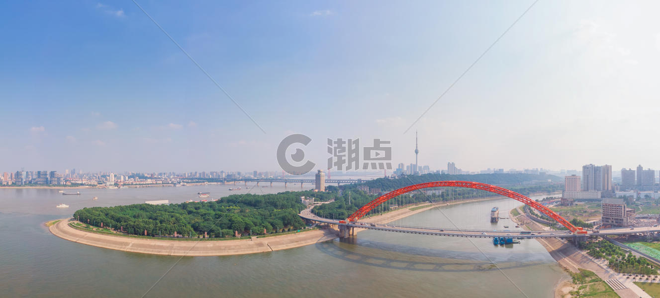 武汉汉江与长江交汇处全景长片图片素材免费下载