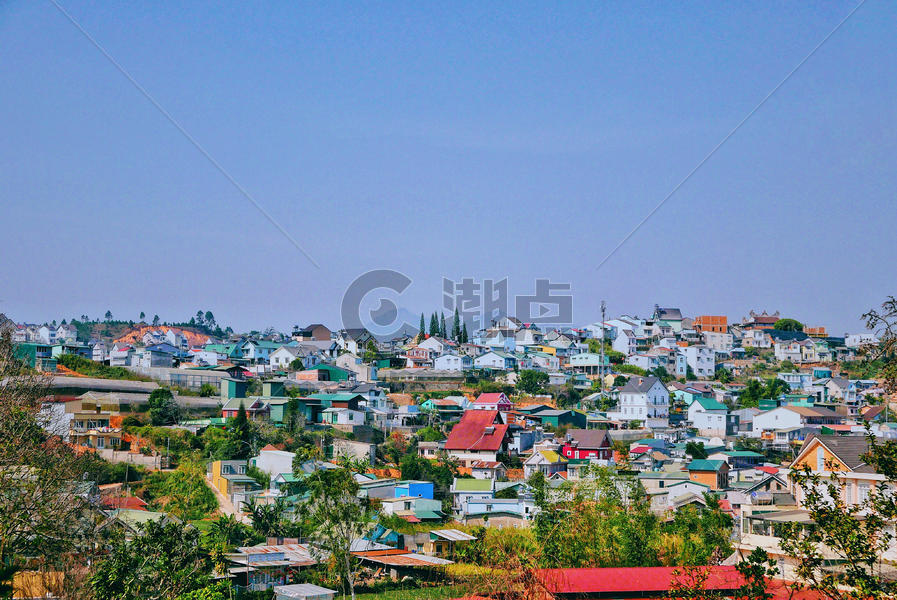 越南风景阳光下的彩色房屋建筑图片素材免费下载