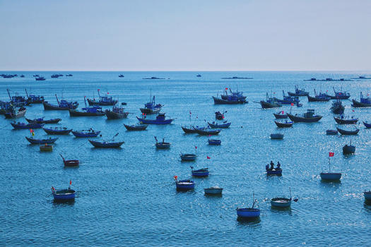 越南美奈渔村海洋捕捞场景图片素材免费下载
