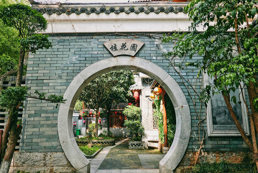 长沙青砖黛瓦中式老街桂花园图片素材免费下载