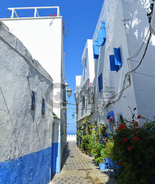摩洛哥艾西拉小镇小巷图片素材免费下载