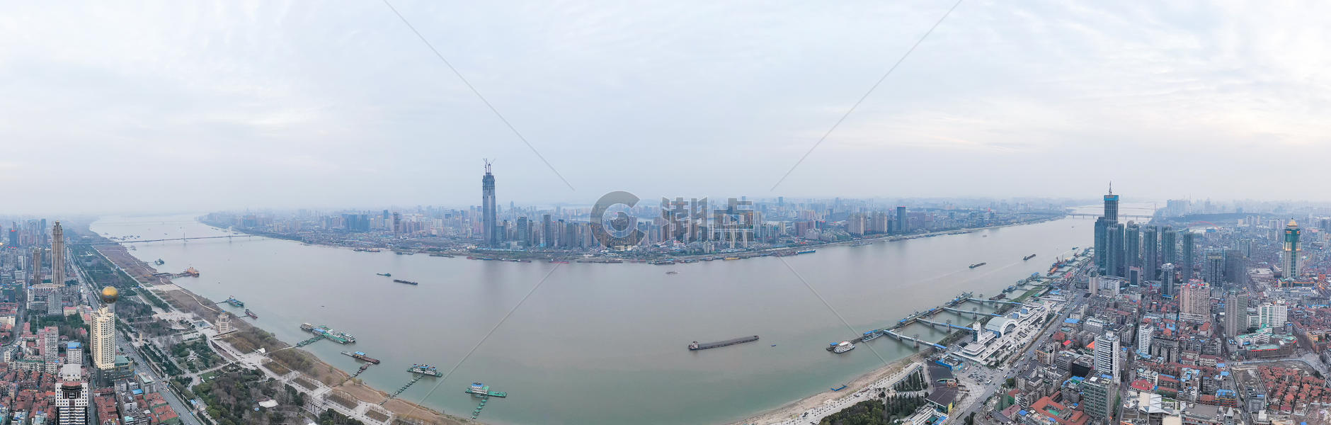 武汉长江两岸全景长片图片素材免费下载
