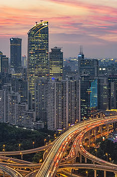 上海城市中心日落时分图片素材免费下载