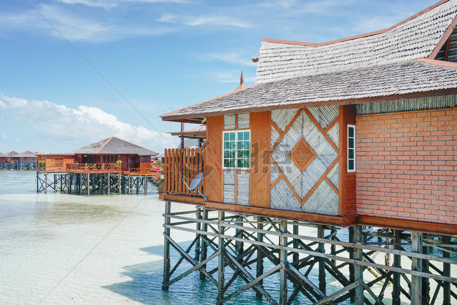 沙巴仙本那马布岛度假水屋酒店图片素材免费下载
