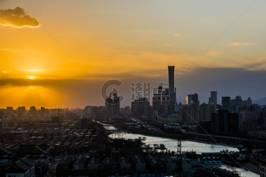 北京CBD城市夕阳风光图片素材免费下载