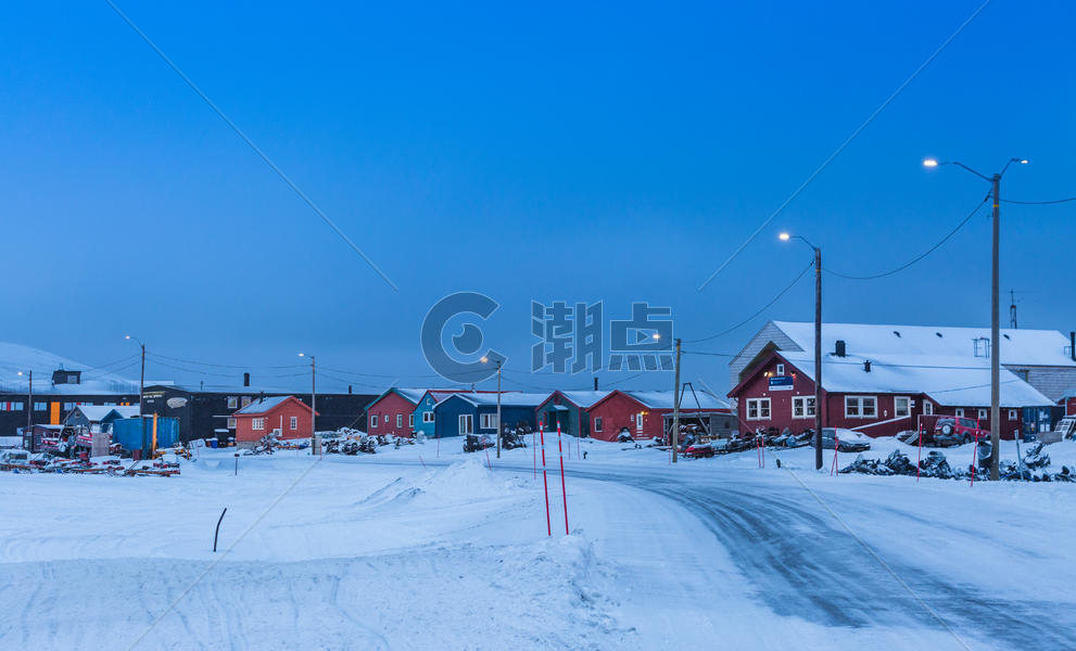 北极城市朗伊尔城城市夜景图片素材免费下载