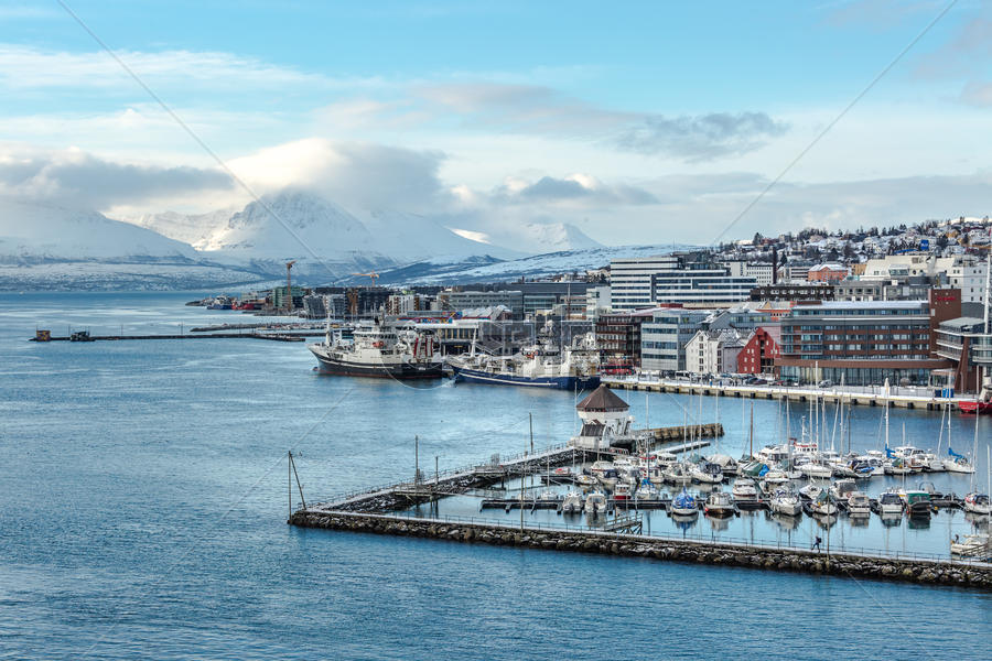 北极之门特罗姆瑟旅游城市风光图片素材免费下载