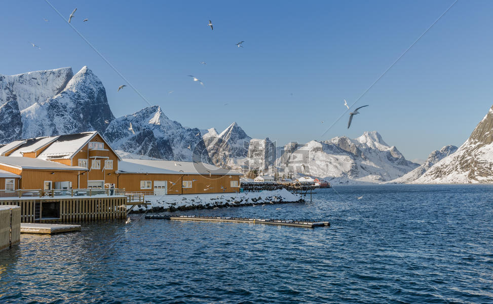 北极圈著名旅游胜地罗弗敦群岛上的西沃格岛自然风光图片素材免费下载