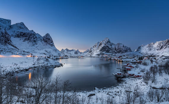 挪威罗弗敦群岛雷纳渔村自然风光图片素材免费下载