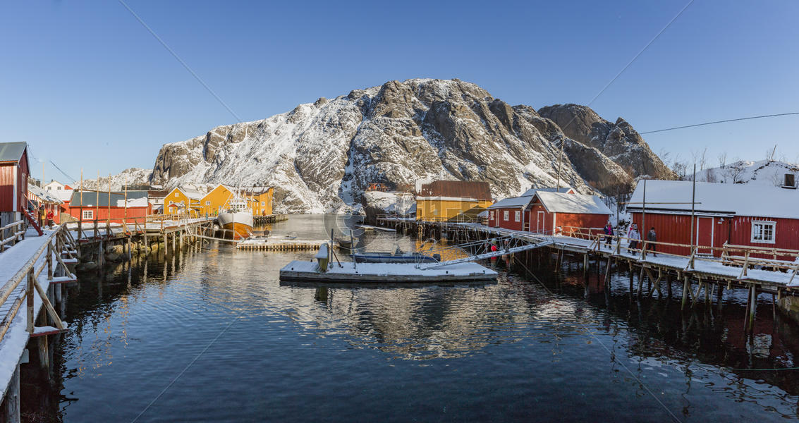 挪威著名旅游胜地罗弗敦群岛渔村彩色房子图片素材免费下载