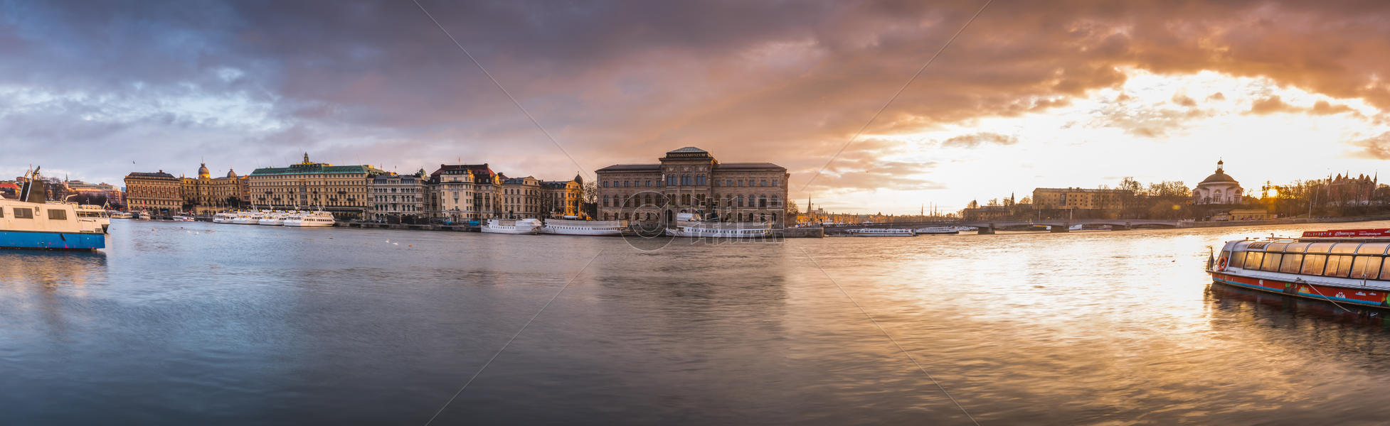瑞典首都斯德哥尔摩城市日出全景图图片素材免费下载