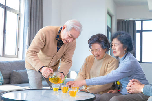 中老年人聚会喝茶图片素材免费下载