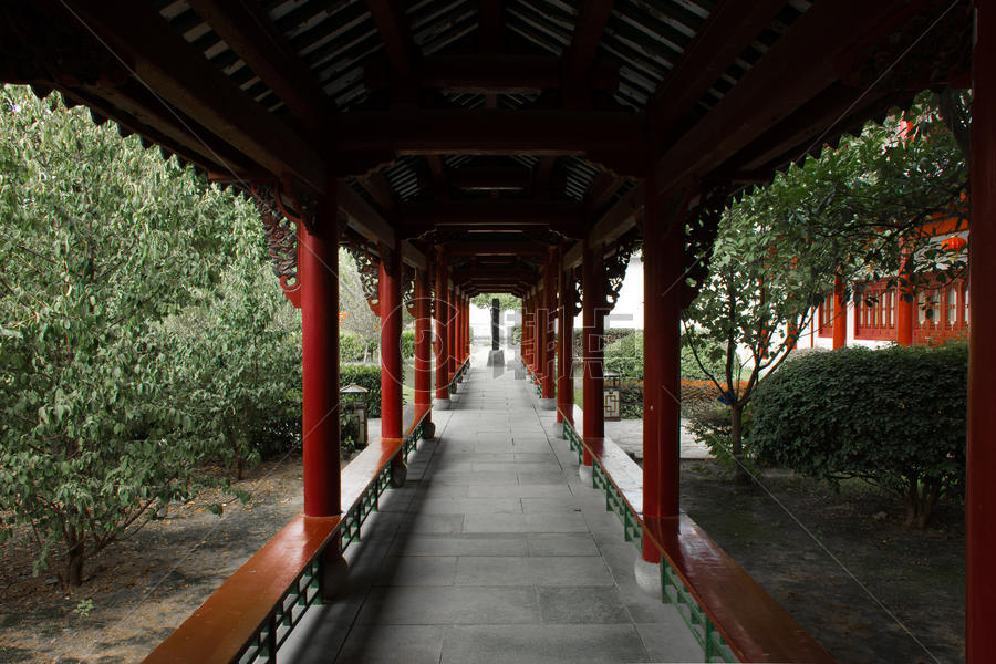 中式建筑走廊图片素材免费下载