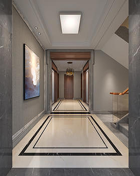 新中式过廊室内设计效果图图片素材免费下载
