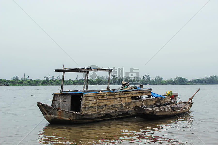 越南胡志明湄公河木船图片素材免费下载